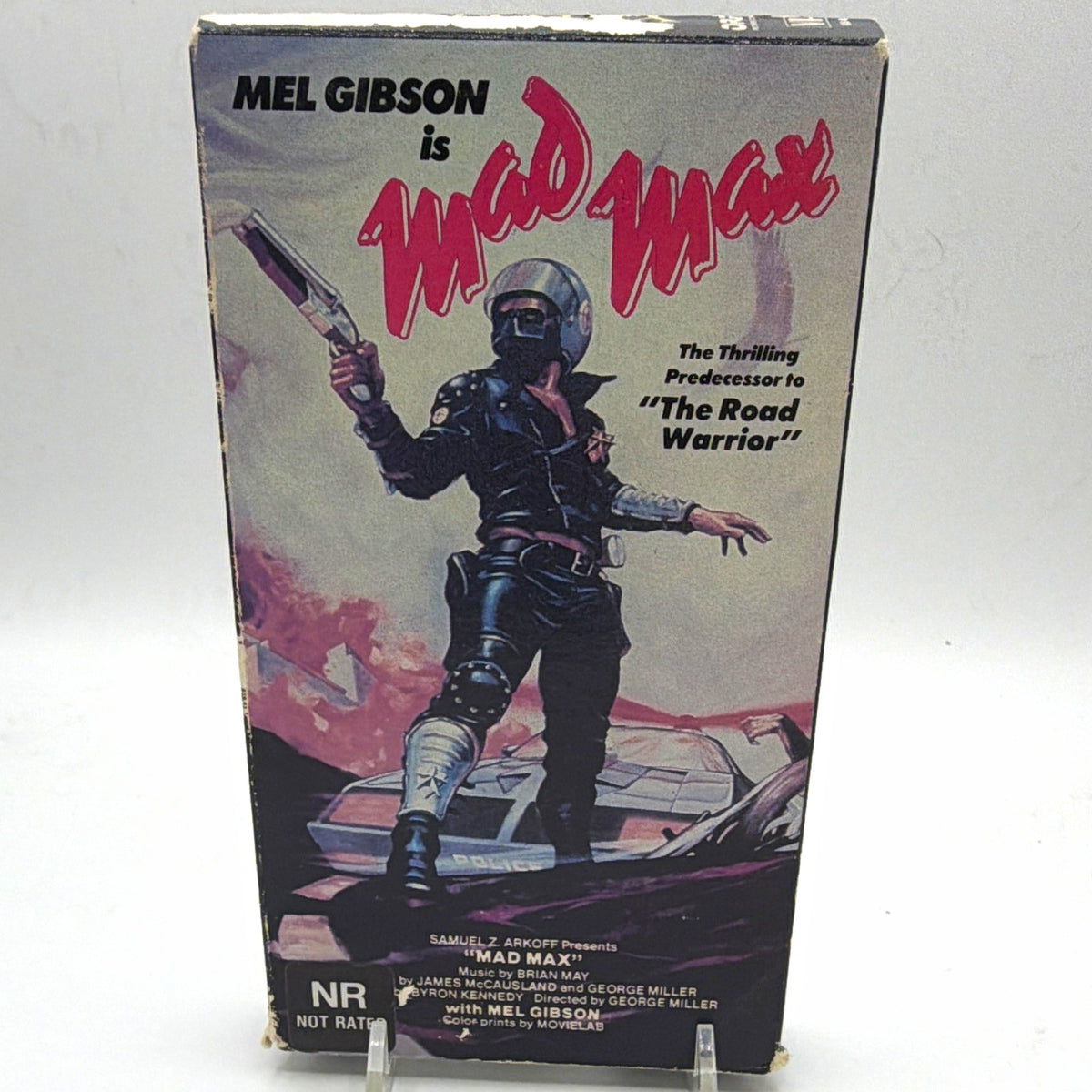 Front of Mad Max VHS slipcase featuring Mel Gibson, with visible age and wear