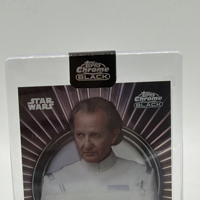 Full front view of Major Partagaz autograph card from Topps Star Wars Chrome Duality in protective holder