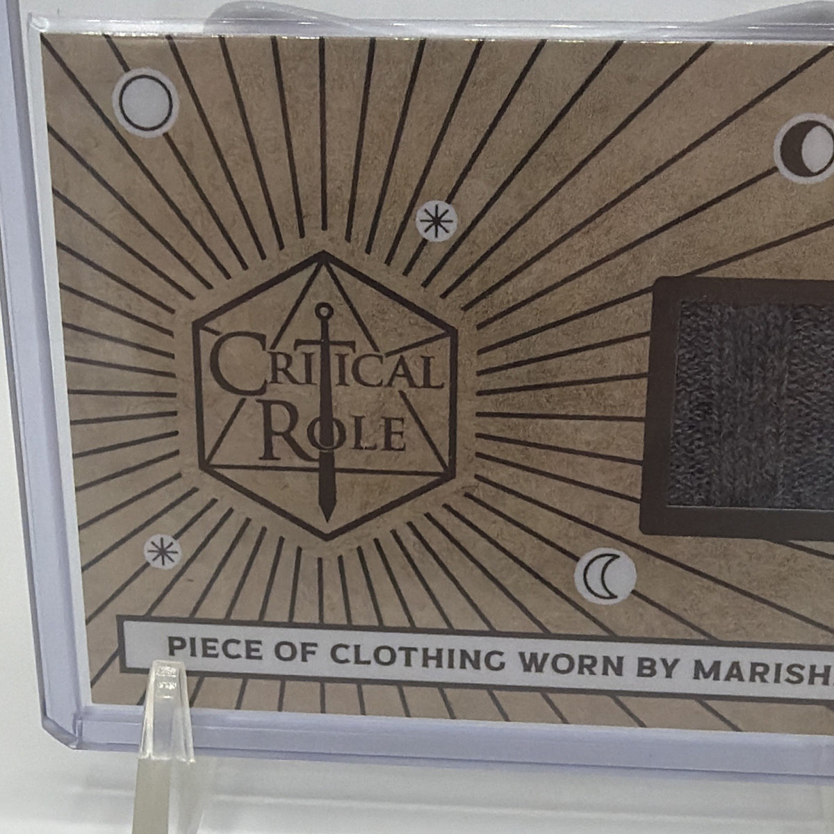 Front detail of the Marisha Ray clothing relic card from Critical Role 10th Anniversary