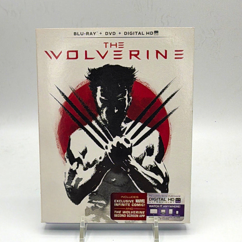 Front of pre-owned The Wolverine Blu-ray, DVD and Digital HD edition starring Hugh Jackman