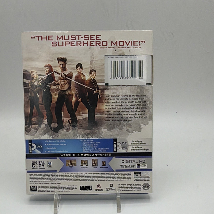 Back of pre-owned The Wolverine Blu-ray and DVD case