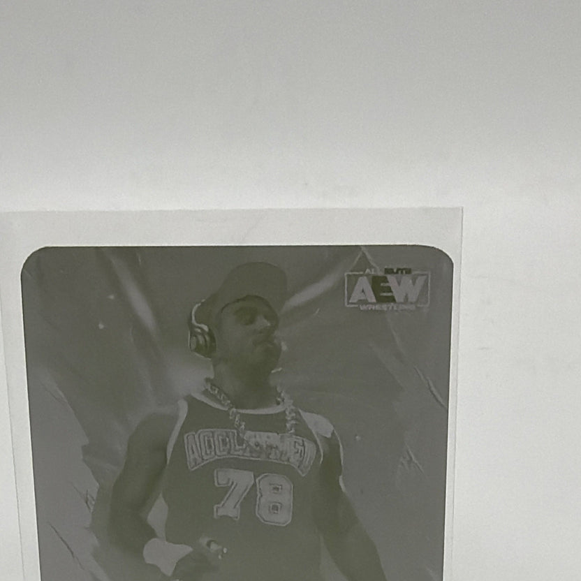 Front view of Max Caster #44 Yellow Printing Plate 1/1 from 2022 SkyBox Metal Universe AEW