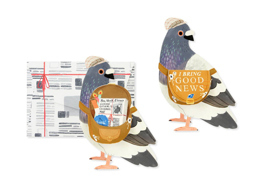 UWP Luxe, Dear Alchemy, messenger pigeon card, pop-up greeting card, interactive stationery, iridescent foil card, funny birthday card, congratulations card, small batch stationery, artisan card, collectible greeting cards, handmade pop-up, Rogue and Rye stationery, Portland gift shop, keepsake cards, clever greeting cards