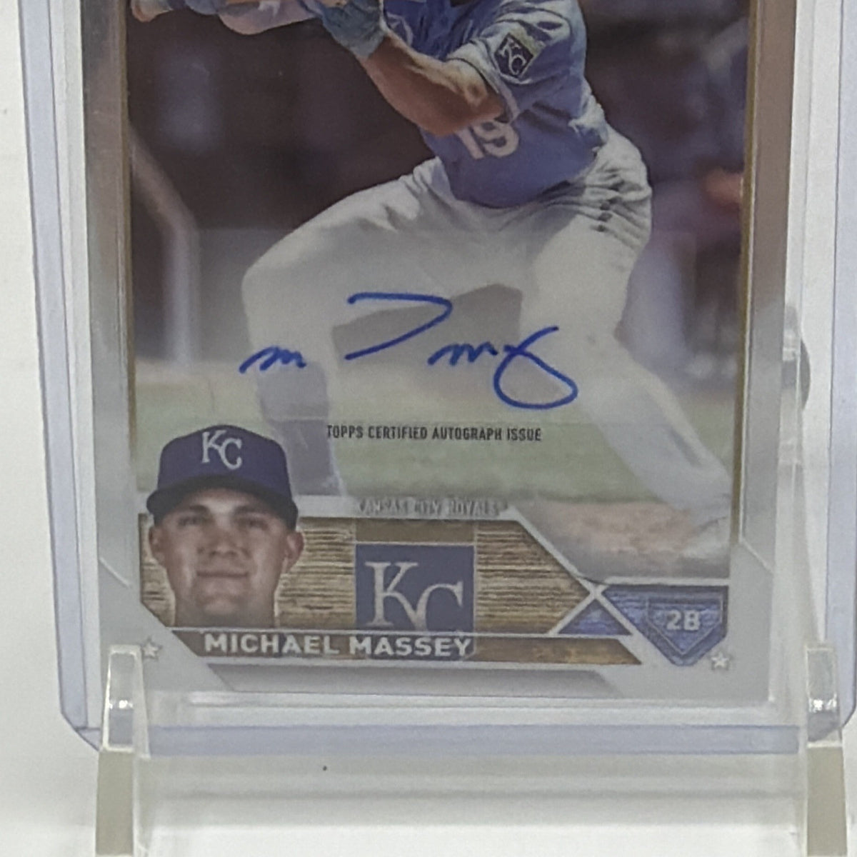 Close-up of Michael Massey's blue autograph on 2023 Topps Chrome Update #AC-MM