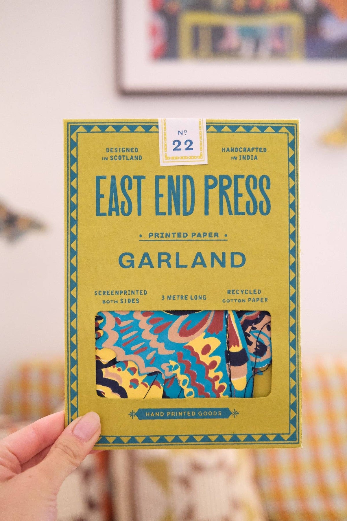 Packaged East End Press Moths Sewn Garland showing colorful British moth designs