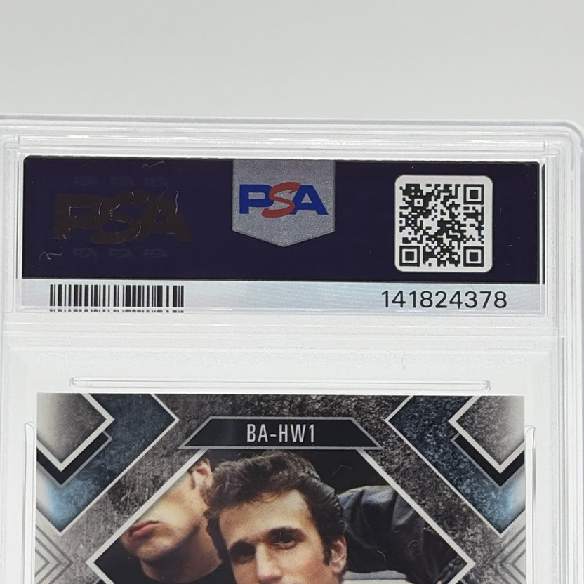 Back of the PSA slab with certification number and QR code for the Henry Winkler autograph card.