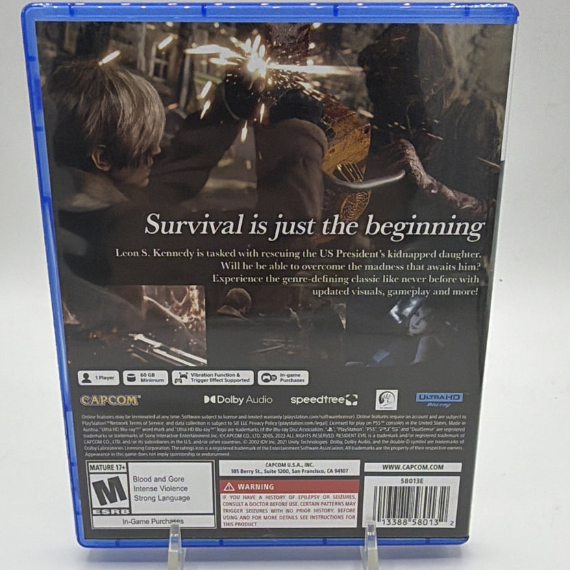 Back of Resident Evil 4 PlayStation 5 game case