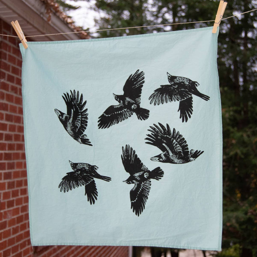 hand printed cotton bandana, screen printed bandana, Solstice Handmade bandana, oversized lightweight bandana, eco friendly accessory, small batch textile, nature print bandana, botanical cotton bandana