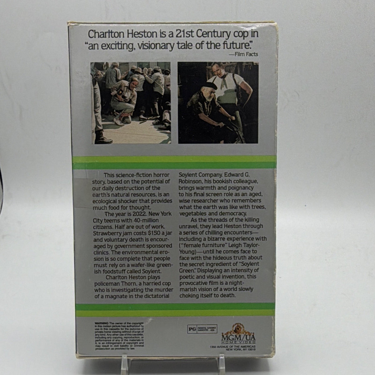 Back of the MGM/UA Home Video VHS slipcase for Soylent Green