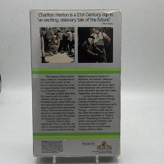 Back of the MGM/UA Home Video VHS slipcase for Soylent Green