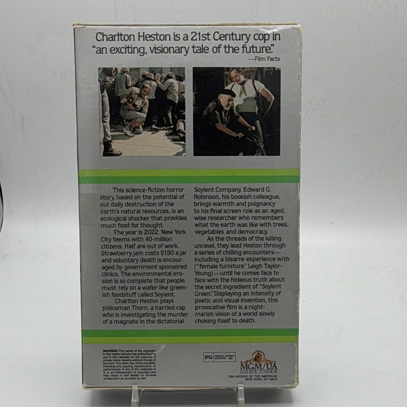 Back of the MGM/UA Home Video VHS slipcase for Soylent Green