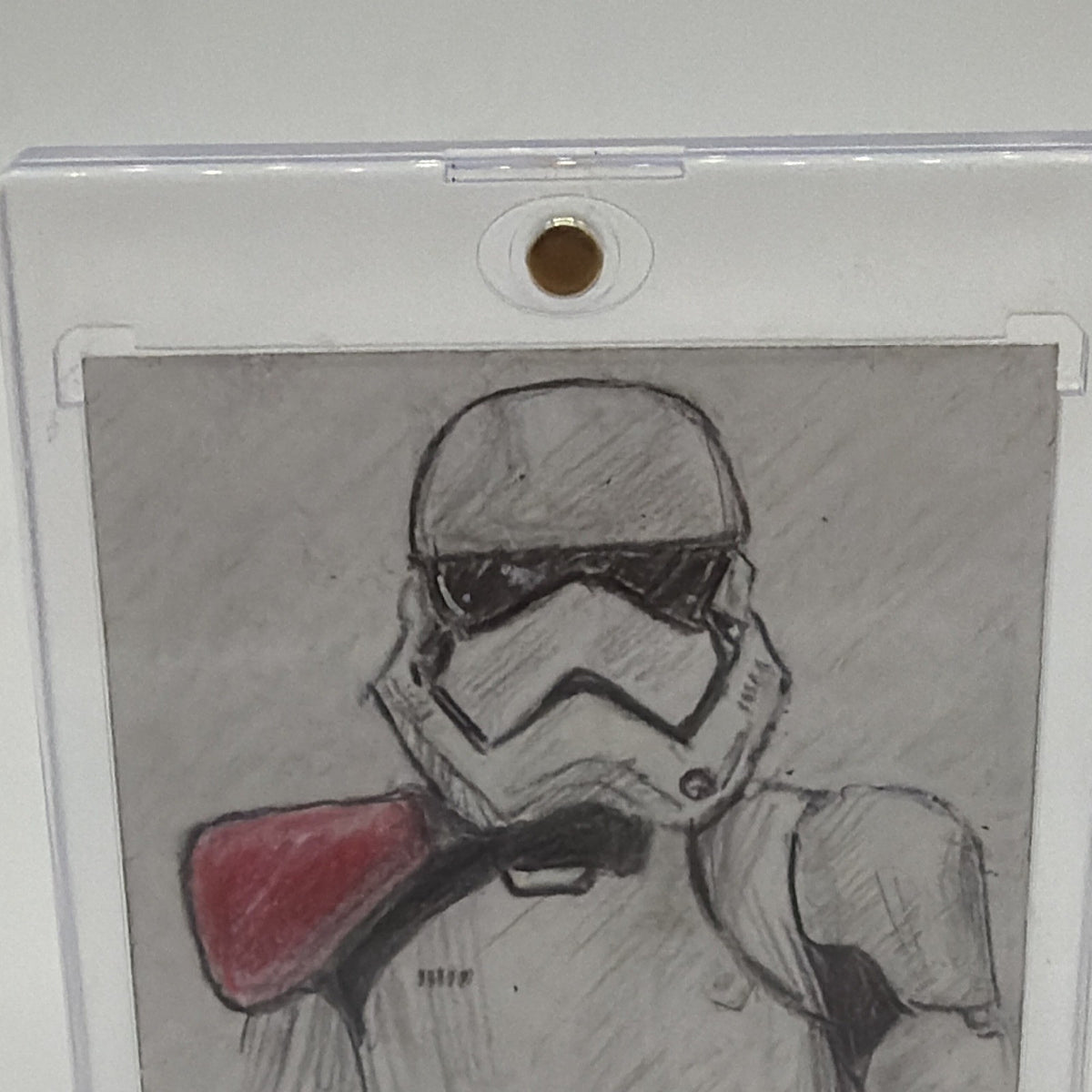 Front detail of Neil A. Brady Star Wars sketch showing the Stormtrooper Captain and red shoulder pauldron
