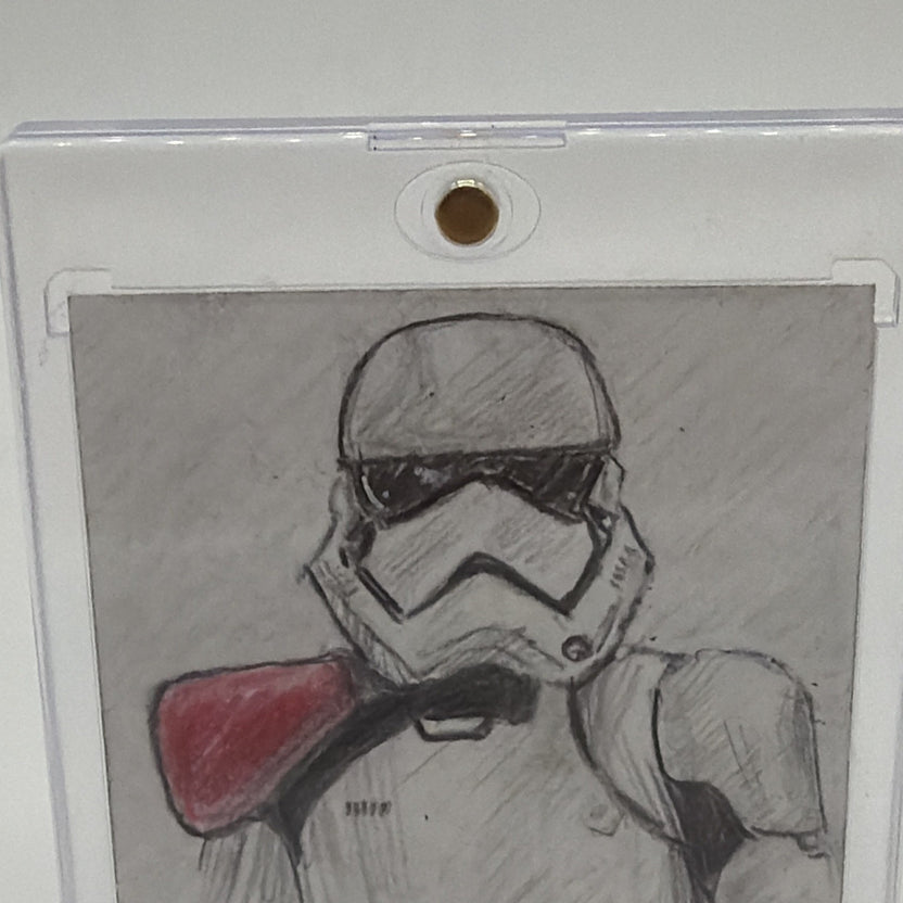 Front detail of Neil A. Brady Star Wars sketch showing the Stormtrooper Captain and red shoulder pauldron