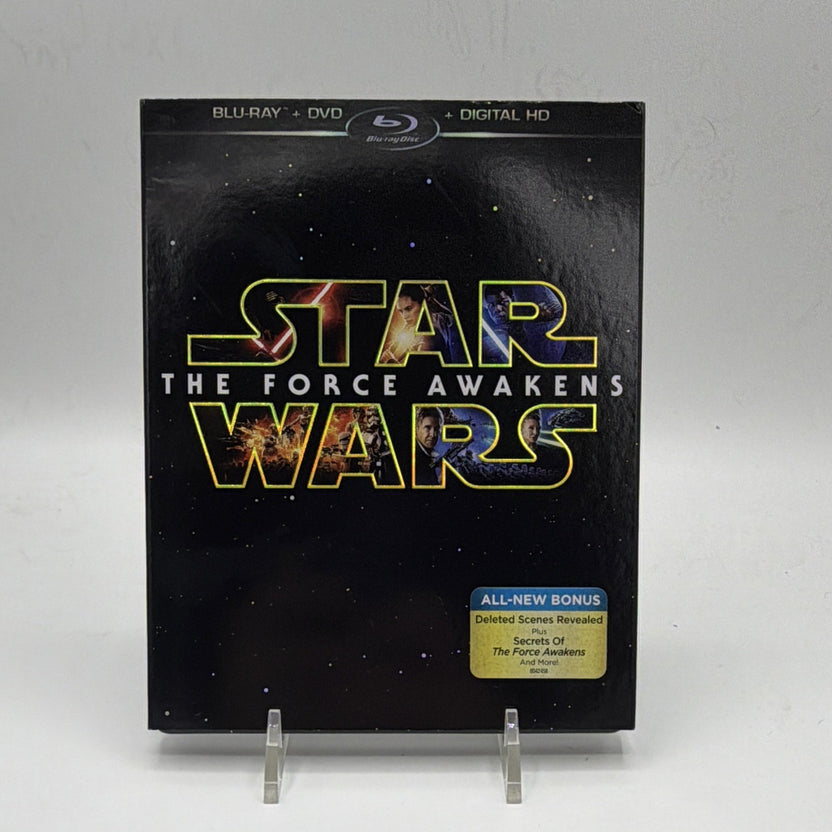 Front of pre-owned Star Wars: The Force Awakens Blu-ray and DVD 3-disc Collector's Edition
