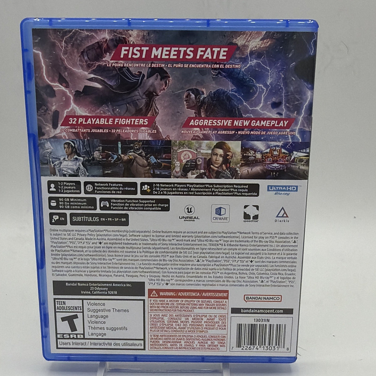 Back of Tekken 8 PlayStation 5 game case