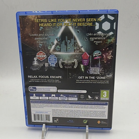 Back of Tetris Effect PAL PlayStation 4 game case