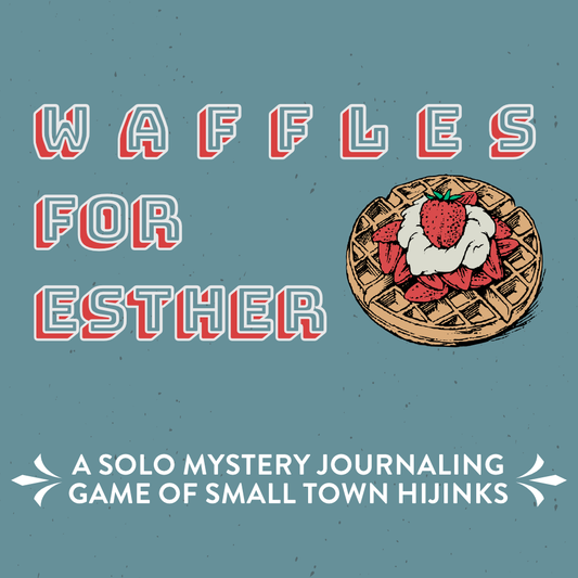 solo journaling game, mystery RPG, cozy mystery game, A5 zine game, indie RPG zine, Rogue & Rye games, Saturday morning game, waffle-themed game, storytelling journal game, solo RPG booklet, mystery narrative game, journaling prompt game, dice journaling game, cozy solo RPG, whimsical detective game, narrative mystery game, unique roleplaying game, pocket-sized RPG, solo roleplay zine, mystery breakfast adventure