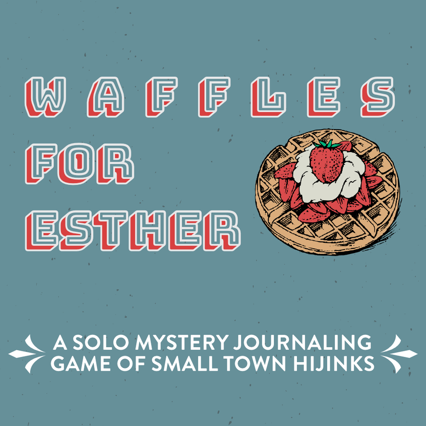 solo journaling game, mystery RPG, cozy mystery game, A5 zine game, indie RPG zine, Rogue & Rye games, Saturday morning game, waffle-themed game, storytelling journal game, solo RPG booklet, mystery narrative game, journaling prompt game, dice journaling game, cozy solo RPG, whimsical detective game, narrative mystery game, unique roleplaying game, pocket-sized RPG, solo roleplay zine, mystery breakfast adventure
