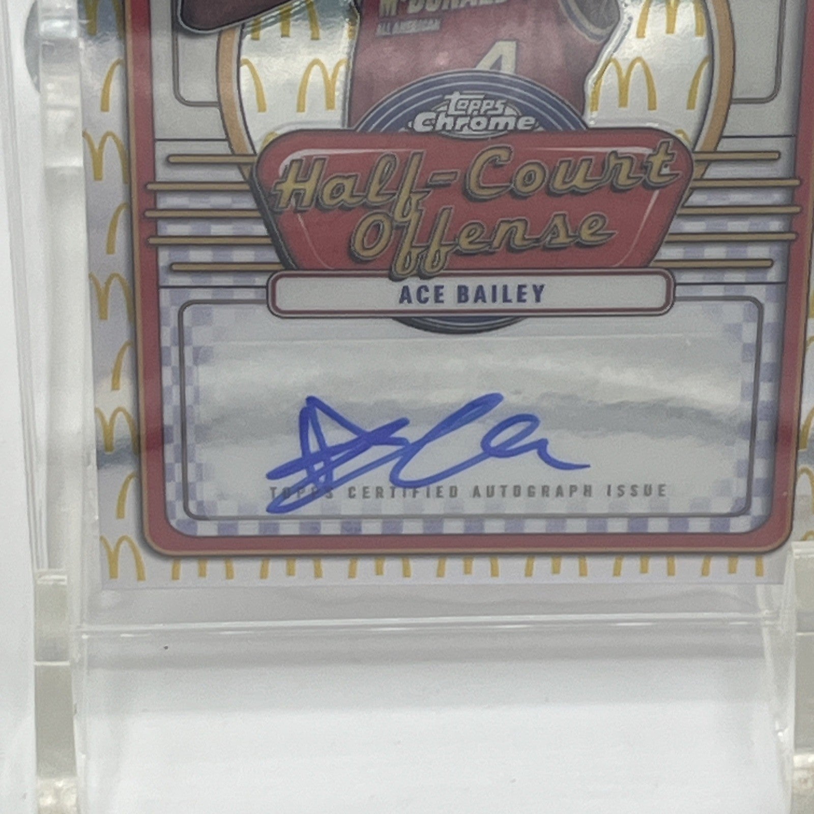 Ace Bailey Topps Chrome McDonalds All American Autographed 51/75 Top 3 Pick Ace Bailey autograph card, Ace Bailey Topps Chrome 2024, McDonald's All American auto, NBA draft prospect card, 51/75 serial numbered card, Ace Bailey rookie auto, Topps Chrome McDonalds RC, projected NBA top 3 pick, 2024 basketball hobby box hit, basketball auto card