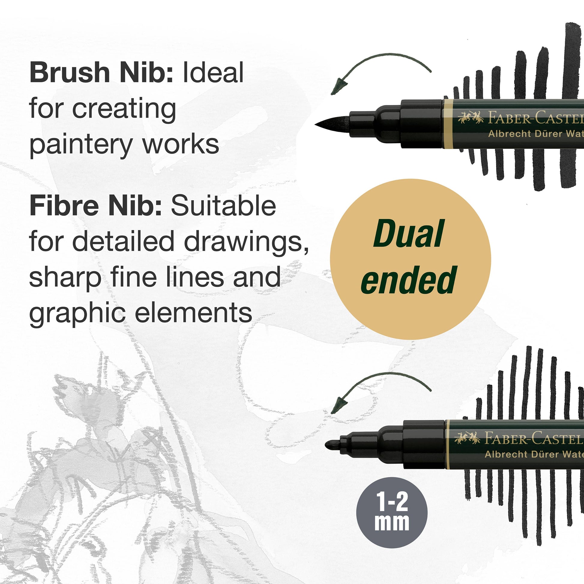 Albrecht Dürer grey tone markers, Faber-Castell watercolor markers, dual tip watercolor pens, grey watercolor brush markers, water-soluble grey markers, artist sketching markers, black and grey art markers, tonal watercolor markers, professional grey markers, illustration tools for artists