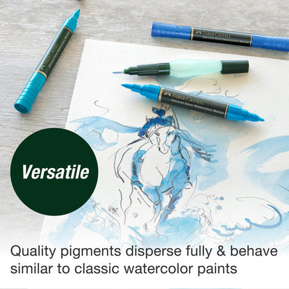 Albrecht Dürer portrait markers, Faber-Castell watercolor markers, dual tip portrait markers, watercolor markers for skin tones, water-soluble art markers, skin tone brush markers, portrait illustration markers, artist markers for portraits, watercolor blending markers, professional art supplies for drawing