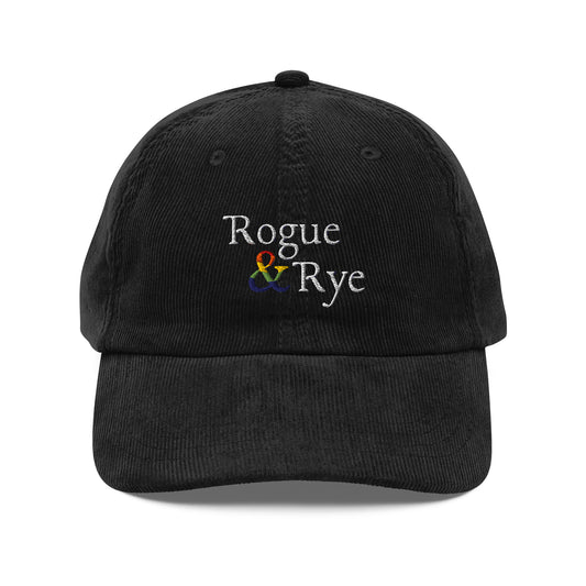 and pride hat, lgbtq corduroy cap, pride embroidered hat, queer and questioning cap, rogue and rye pride, inclusive pride apparel, outright international donation, and hat message, unstructured low profile cap, soft corduroy hat, queer pride gear, gender inclusive pride, thoughtful pride gift, adjustable pride cap, rogue and rye hat, embroidered message hat, live outside the binary, pride fashion statement, soft cotton pride hat