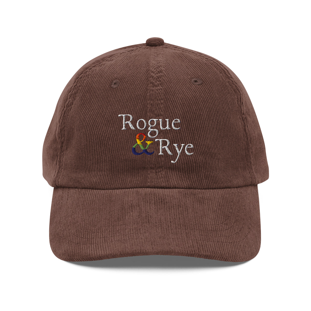 and pride hat, lgbtq corduroy cap, pride embroidered hat, queer and questioning cap, rogue and rye pride, inclusive pride apparel, outright international donation, and hat message, unstructured low profile cap, soft corduroy hat, queer pride gear, gender inclusive pride, thoughtful pride gift, adjustable pride cap, rogue and rye hat, embroidered message hat, live outside the binary, pride fashion statement, soft cotton pride hat