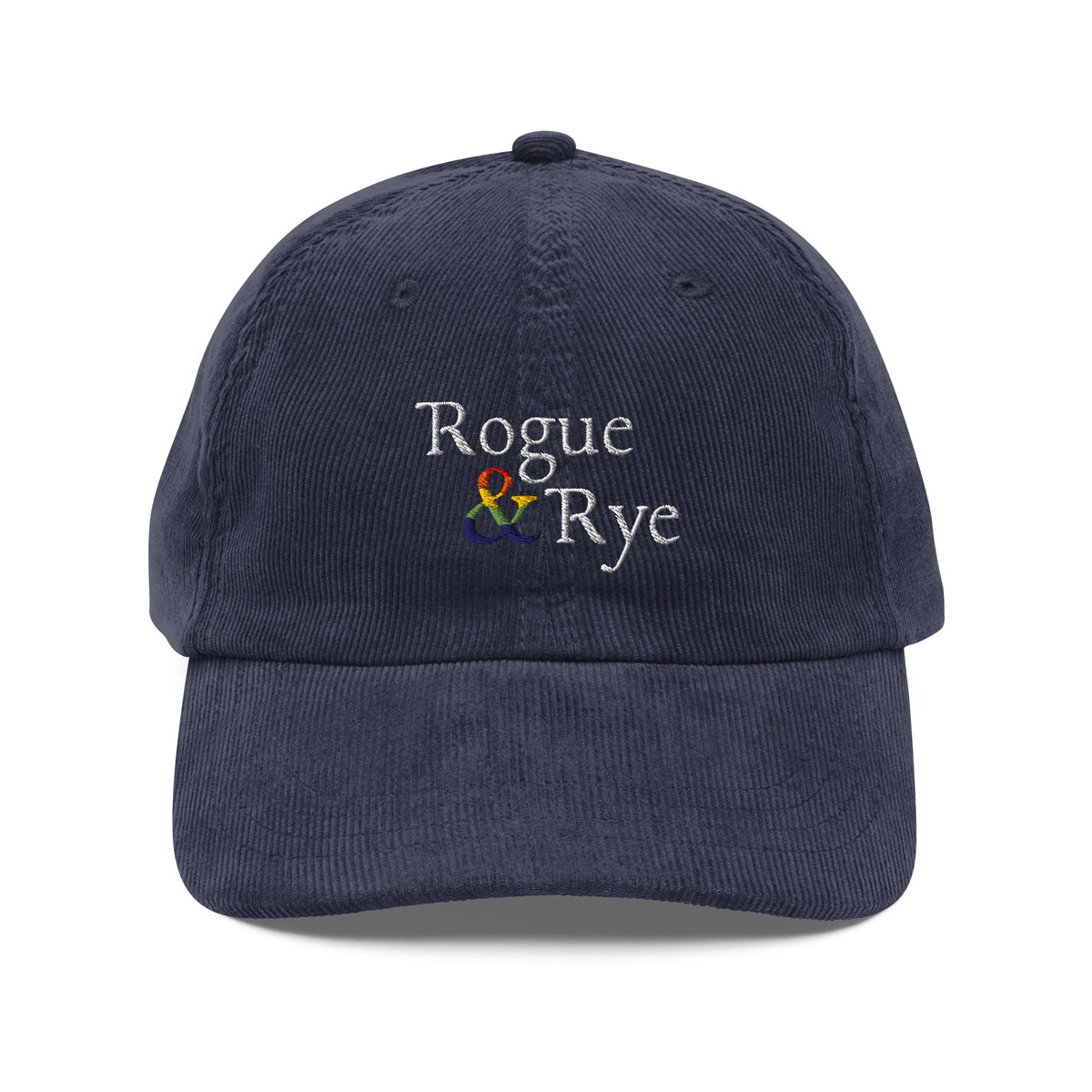 and pride hat, lgbtq corduroy cap, pride embroidered hat, queer and questioning cap, rogue and rye pride, inclusive pride apparel, outright international donation, and hat message, unstructured low profile cap, soft corduroy hat, queer pride gear, gender inclusive pride, thoughtful pride gift, adjustable pride cap, rogue and rye hat, embroidered message hat, live outside the binary, pride fashion statement, soft cotton pride hat