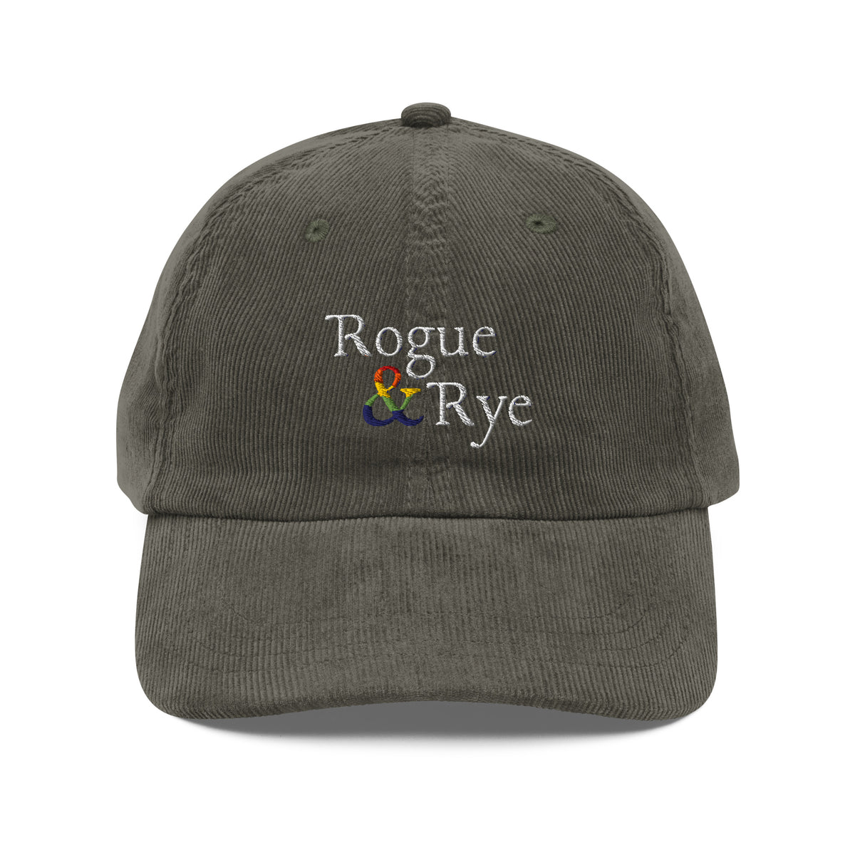 and pride hat, lgbtq corduroy cap, pride embroidered hat, queer and questioning cap, rogue and rye pride, inclusive pride apparel, outright international donation, and hat message, unstructured low profile cap, soft corduroy hat, queer pride gear, gender inclusive pride, thoughtful pride gift, adjustable pride cap, rogue and rye hat, embroidered message hat, live outside the binary, pride fashion statement, soft cotton pride hat