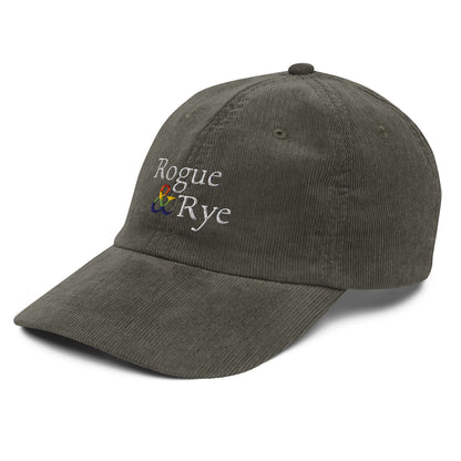 and pride hat, lgbtq corduroy cap, pride embroidered hat, queer and questioning cap, rogue and rye pride, inclusive pride apparel, outright international donation, and hat message, unstructured low profile cap, soft corduroy hat, queer pride gear, gender inclusive pride, thoughtful pride gift, adjustable pride cap, rogue and rye hat, embroidered message hat, live outside the binary, pride fashion statement, soft cotton pride hat
