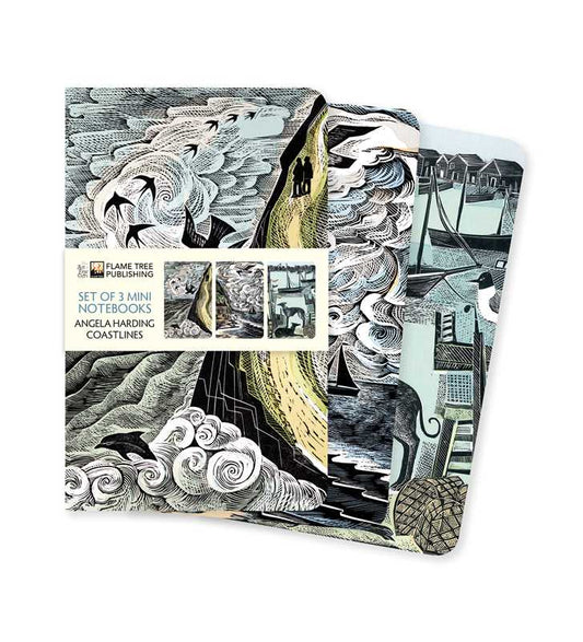 angela harding notebooks, mini notebook set, angela harding stationery, bird and nature notebooks, british artist notebook set, lino print notebooks, flame tree publishing notebooks, small art notebooks, gift for art lovers, ruled and blank page notebook set, countryside bird notebook, mini journals set, pocket-sized art notebooks, angela harding sketchbook set, illustrated notebook collection