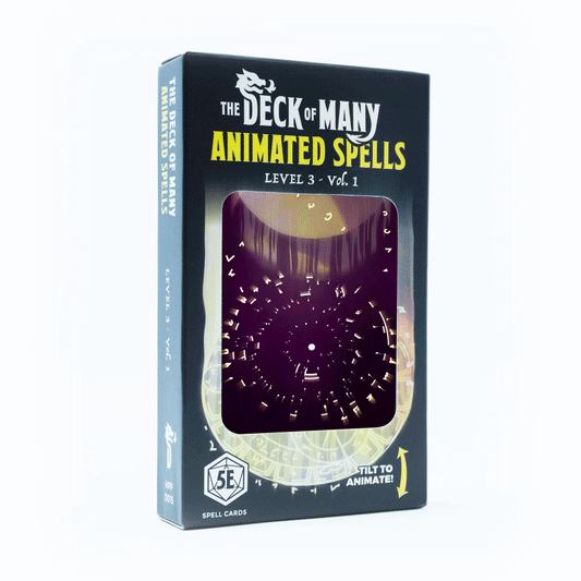 Animated Spells Level 3 A-M, Hit Point Press spell cards, animated DnD spell deck, 5e spell reference cards, lenticular spell cards Dungeons and Dragons, fireball spell animation, counterspell tarot card, fly spell 5e card, DM spell tool kit