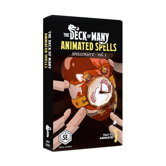 Animated Spellcraft Volume 1, custom spell cards DnD, Hit Point Press animated deck, create your own DnD spell, Deck of Many Spellcraft cards, customizable D&D spell cards, tarot-size animated cards, unique spell deck for 5e, tabletop RPG spell tools, lenticular magic spell cards, animated DnD accessories