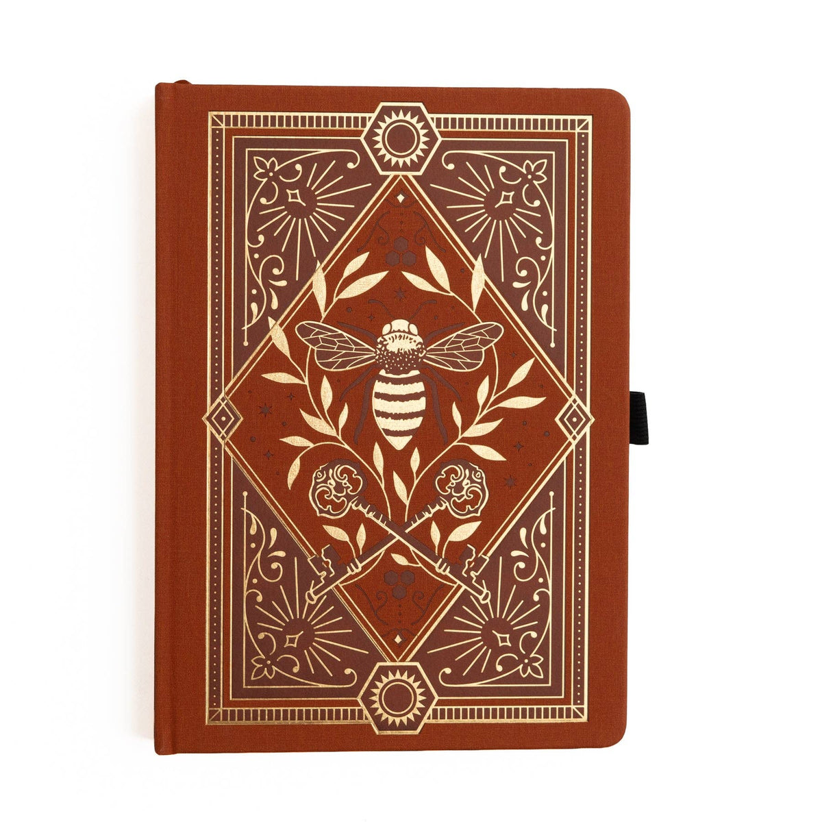 Archer and Olive Keeper of Bees B5 junk journal album with rust cover and gold bee design
