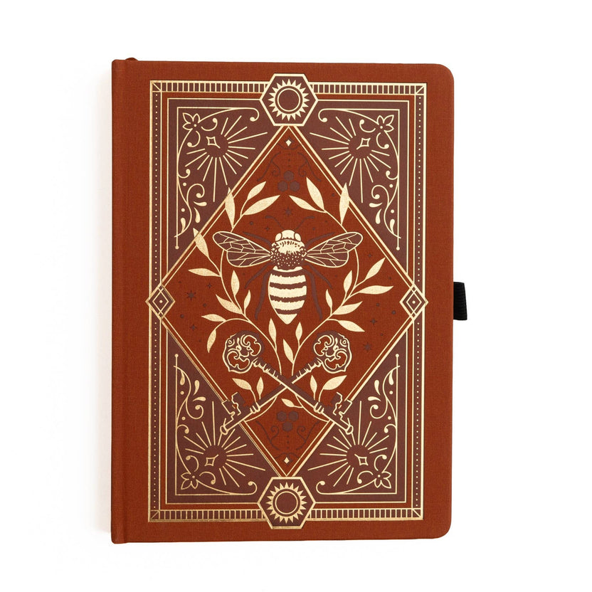 Archer and Olive Keeper of Bees B5 junk journal album with rust cover and gold bee design