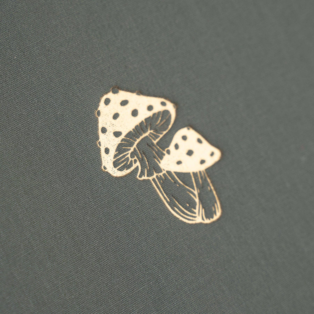 Gold mushroom illustration on charcoal Archer and Olive journal cover