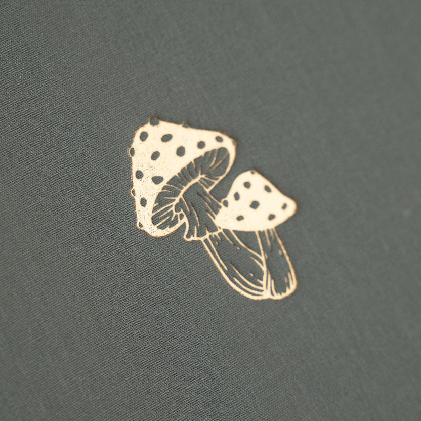 Gold mushroom illustration on charcoal Archer and Olive journal cover