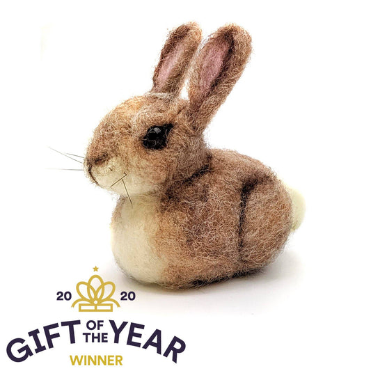 baby bunny needle felting kit, beginner felting project, DIY wool bunny craft, soft sculpture bunny kit, award-winning craft kit, The Crafty Kit Company Scotland, cute animal felting kit, felt rabbit craft set, starter needle felting kit, handmade bunny decor