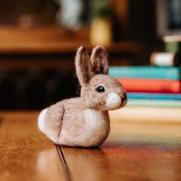 baby bunny needle felting kit, beginner felting project, DIY wool bunny craft, soft sculpture bunny kit, award-winning craft kit, The Crafty Kit Company Scotland, cute animal felting kit, felt rabbit craft set, starter needle felting kit, handmade bunny decor