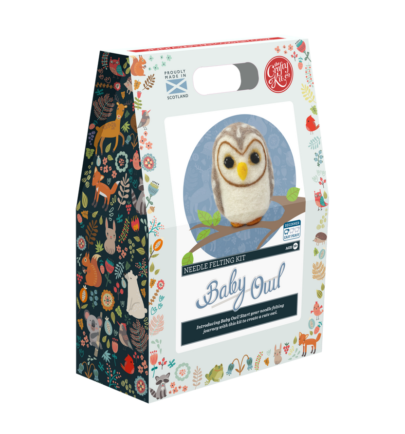 baby owl needle felting kit, beginner felting kit, owl craft kit for kids, crafty kit company owl, diy felt animal kit, wool owl needle felting, make your own felt owl, cute owl craft project, easy needle felting kit, uk craft kits for beginners, scottish needle felting kits, owl gift kit, animal felting for kids, soft sculpture owl kit, wool crafting kit for ages 10+