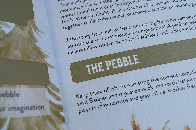 cozy 2-player RPG, animal tabletop roleplaying game, story-driven TTRPG, Badger and Coyote RPG, friendship adventure game, duet RPG book, forest fantasy RPG, heartwarming TTRPG, small press RPG zine, whimsical roleplaying game, narrative-driven RPG for two, A5 full color RPG, perfect bound story game, animal adventure tabletop, nature-themed RPG, storytelling game for friends, lighthearted tabletop RPG, two player adventure game, roleplaying game with animals, Rogue & Rye games