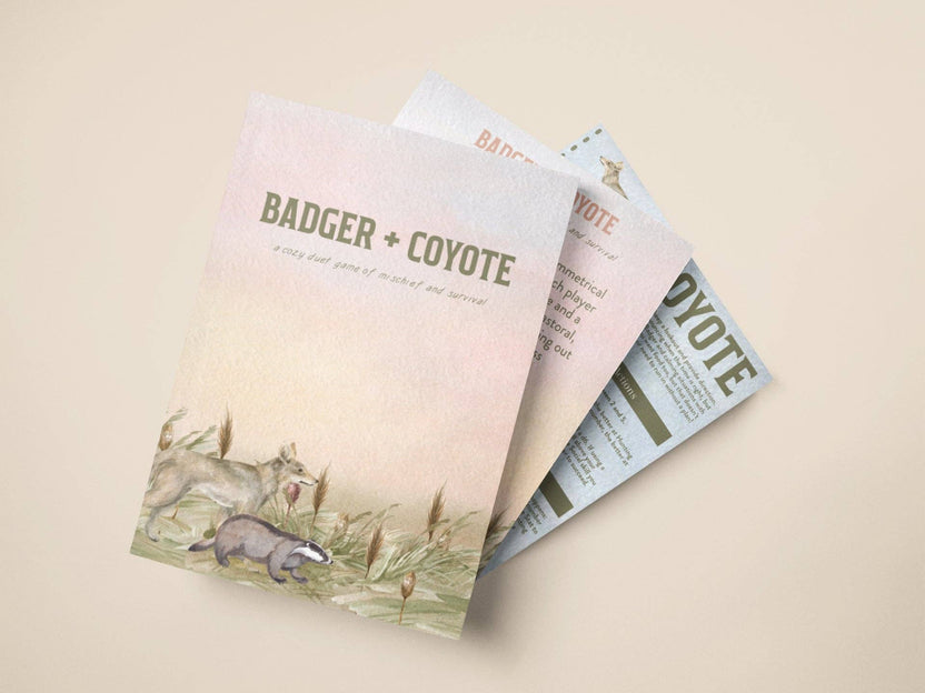 cozy 2-player RPG, animal tabletop roleplaying game, story-driven TTRPG, Badger and Coyote RPG, friendship adventure game, duet RPG book, forest fantasy RPG, heartwarming TTRPG, small press RPG zine, whimsical roleplaying game, narrative-driven RPG for two, A5 full color RPG, perfect bound story game, animal adventure tabletop, nature-themed RPG, storytelling game for friends, lighthearted tabletop RPG, two player adventure game, roleplaying game with animals, Rogue & Rye games