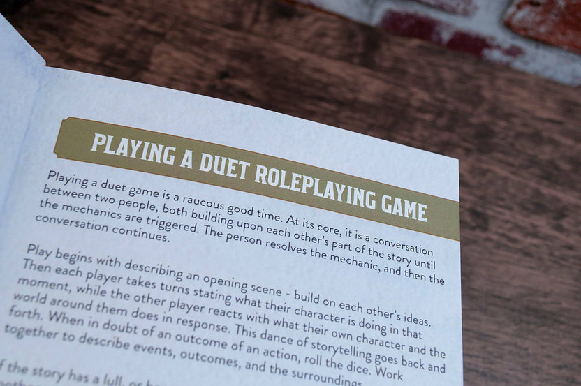 cozy 2-player RPG, animal tabletop roleplaying game, story-driven TTRPG, Badger and Coyote RPG, friendship adventure game, duet RPG book, forest fantasy RPG, heartwarming TTRPG, small press RPG zine, whimsical roleplaying game, narrative-driven RPG for two, A5 full color RPG, perfect bound story game, animal adventure tabletop, nature-themed RPG, storytelling game for friends, lighthearted tabletop RPG, two player adventure game, roleplaying game with animals, Rogue & Rye games