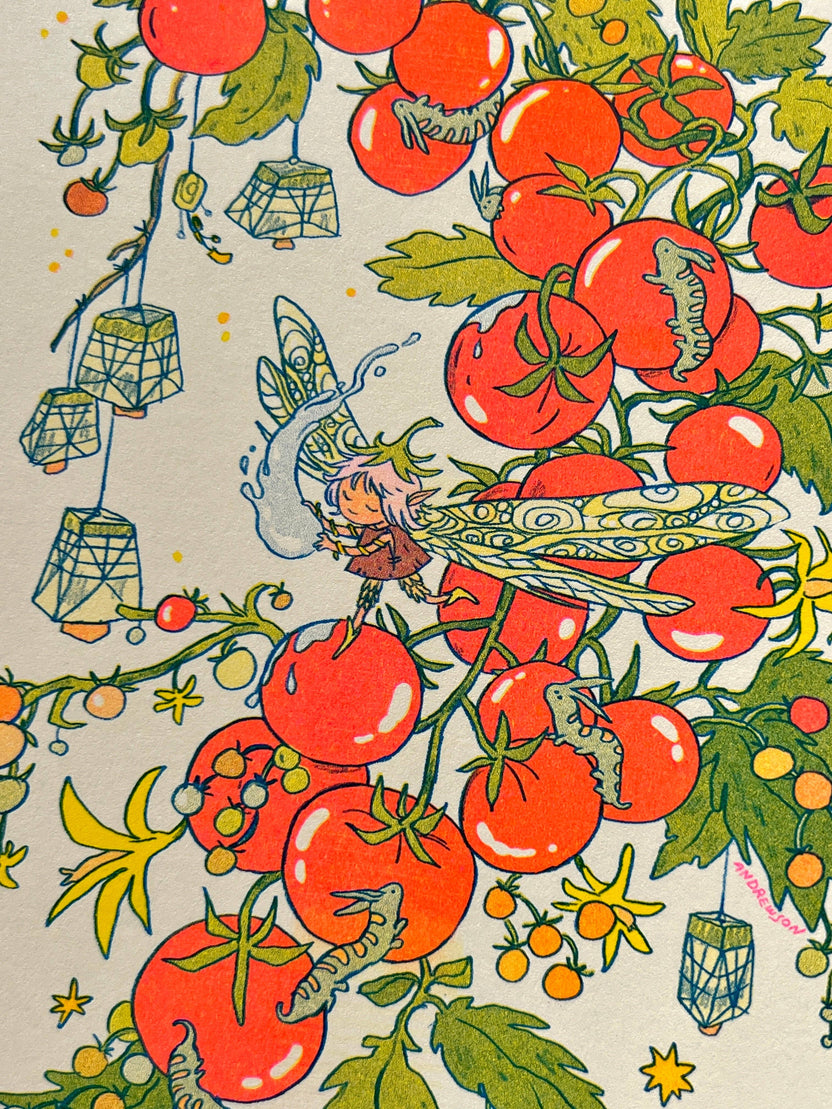 Sunflower Fairy Riso Print by Natalie Andrewson
