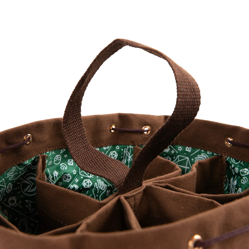 bailey’s dice bag of hoarding forest edition, critical role dice bag v3, oversized dice bag with pockets, laura bailey inspired dice bag, green and brown rpg dice bag, critical role dice accessories, lassflores grace berríos lining, tabletop dice storage, custom dice bag with compartments, padded dice bag for rpg, dice goblin bag, critical role merch, forest green dice bag, campaign-themed dice bag, dnd dice hoarding bag