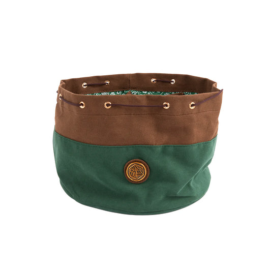 bailey’s dice bag of hoarding forest edition, critical role dice bag v3, oversized dice bag with pockets, laura bailey inspired dice bag, green and brown rpg dice bag, critical role dice accessories, lassflores grace berríos lining, tabletop dice storage, custom dice bag with compartments, padded dice bag for rpg, dice goblin bag, critical role merch, forest green dice bag, campaign-themed dice bag, dnd dice hoarding bag