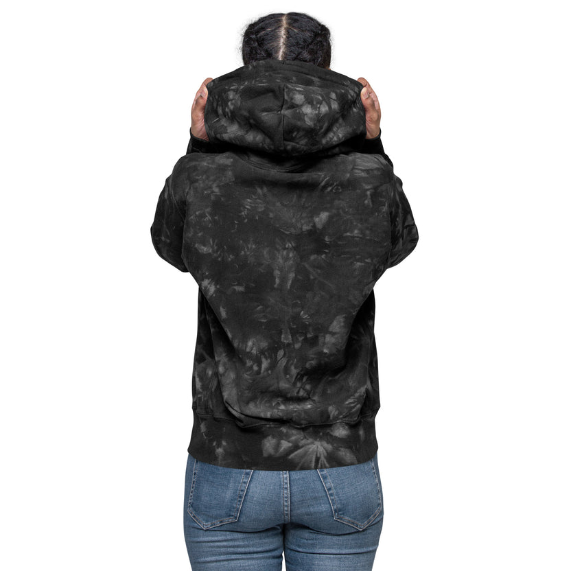 rogue and rye tie-dye hoodie, battle axe champion hoodie, fantasy streetwear, unisex tie-dye gamer hoodie, reverse weave fleece sweatshirt, rpg themed hoodie, rogue and rye merch, champion battle axe hoodie, heavy fleece game night hoodie, tie-dye hoodie for adventurers, embroidered champion fantasy hoodie, shrink-resistant hoodie, unique pattern champion sweatshirt