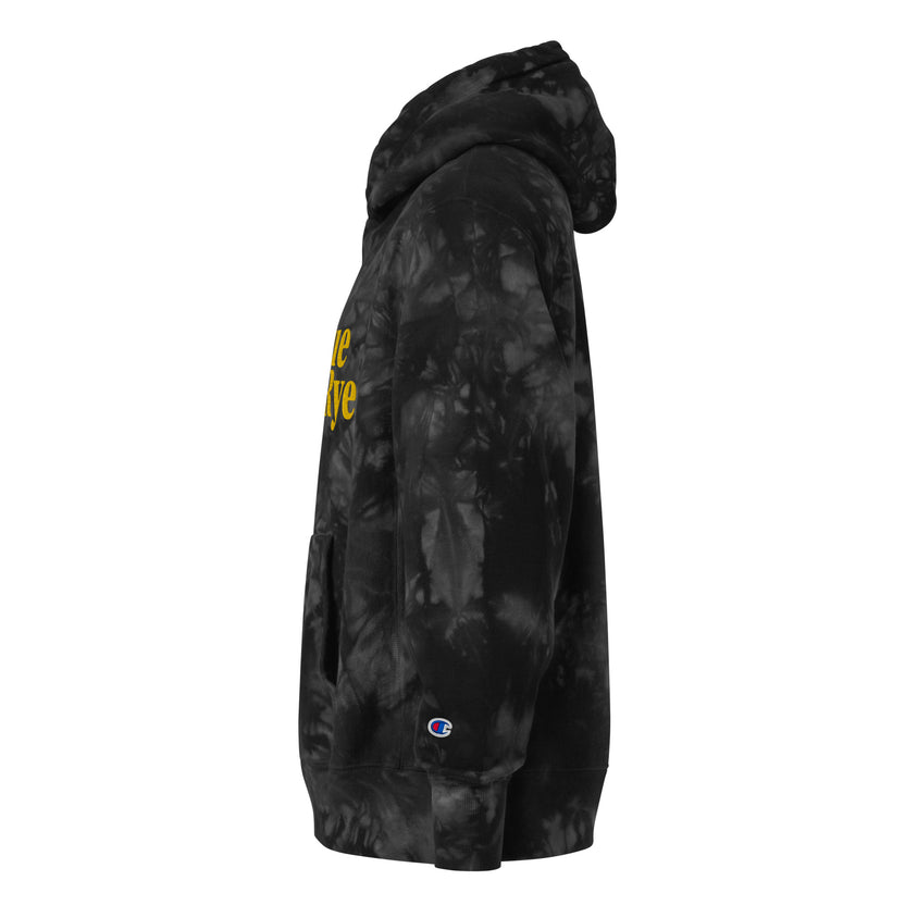 rogue and rye tie-dye hoodie, battle axe champion hoodie, fantasy streetwear, unisex tie-dye gamer hoodie, reverse weave fleece sweatshirt, rpg themed hoodie, rogue and rye merch, champion battle axe hoodie, heavy fleece game night hoodie, tie-dye hoodie for adventurers, embroidered champion fantasy hoodie, shrink-resistant hoodie, unique pattern champion sweatshirt
