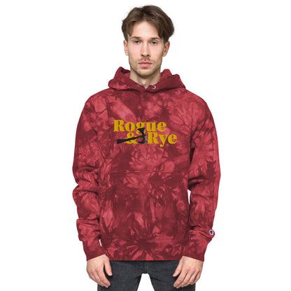 rogue and rye tie-dye hoodie, battle axe champion hoodie, fantasy streetwear, unisex tie-dye gamer hoodie, reverse weave fleece sweatshirt, rpg themed hoodie, rogue and rye merch, champion battle axe hoodie, heavy fleece game night hoodie, tie-dye hoodie for adventurers, embroidered champion fantasy hoodie, shrink-resistant hoodie, unique pattern champion sweatshirt