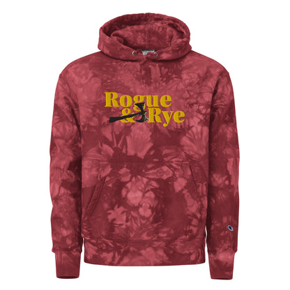 rogue and rye tie-dye hoodie, battle axe champion hoodie, fantasy streetwear, unisex tie-dye gamer hoodie, reverse weave fleece sweatshirt, rpg themed hoodie, rogue and rye merch, champion battle axe hoodie, heavy fleece game night hoodie, tie-dye hoodie for adventurers, embroidered champion fantasy hoodie, shrink-resistant hoodie, unique pattern champion sweatshirt